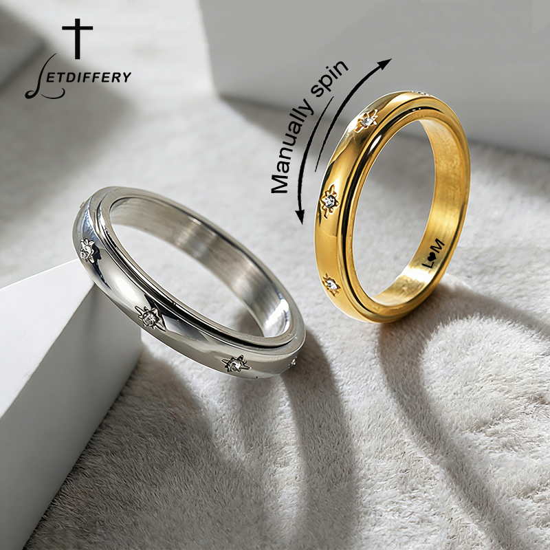 Wedding Zone - Letdiffery Fashion Rotatable Zircon Star Couple