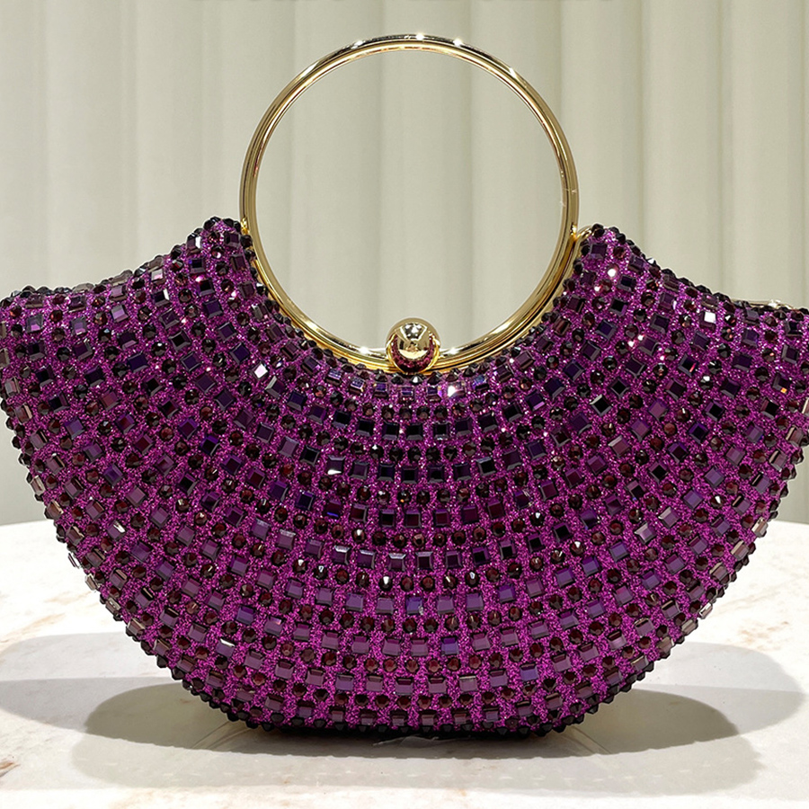 Wedding Zone - Purple shiny luxurious diamond ring handle