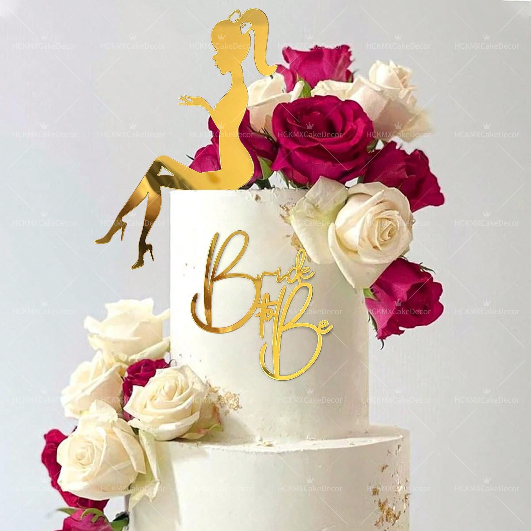 Wedding Cake Supply - 2pcs/set Gold Acrylic Bride To Be