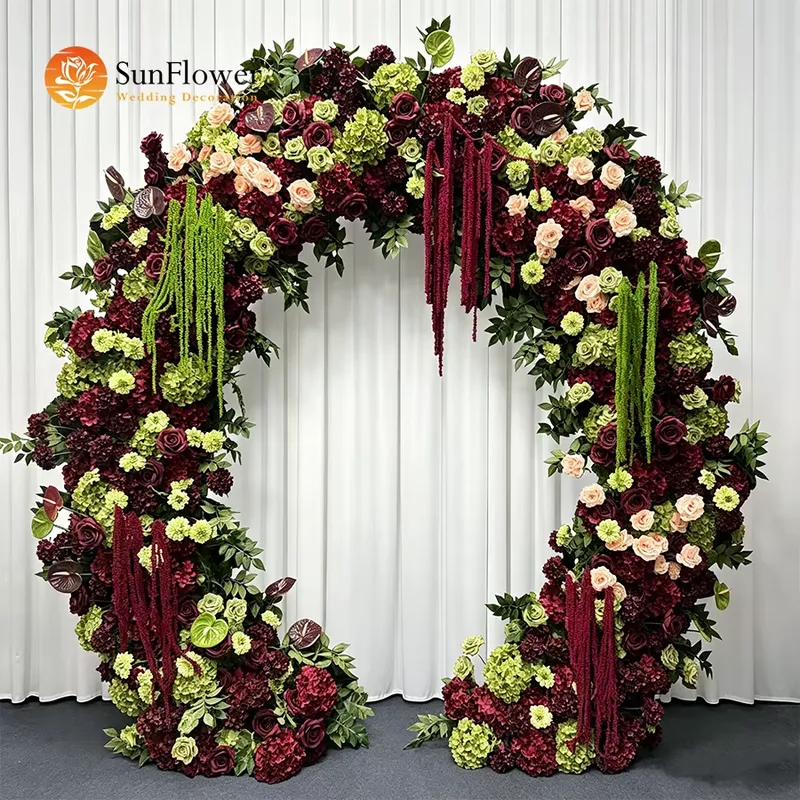Wedding Arch Flower - Burgundy Sage Green Trailing Tassel Wedding
