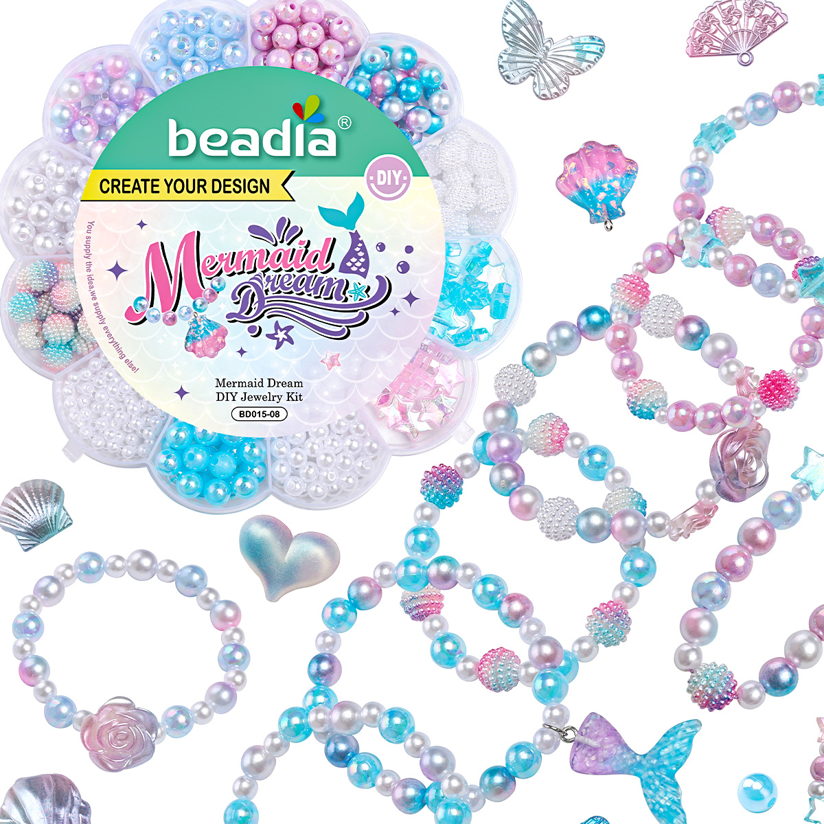 Wedding Zone - 13Grid 0.6-2.6cm Mermaid Color Mixed Acrylic