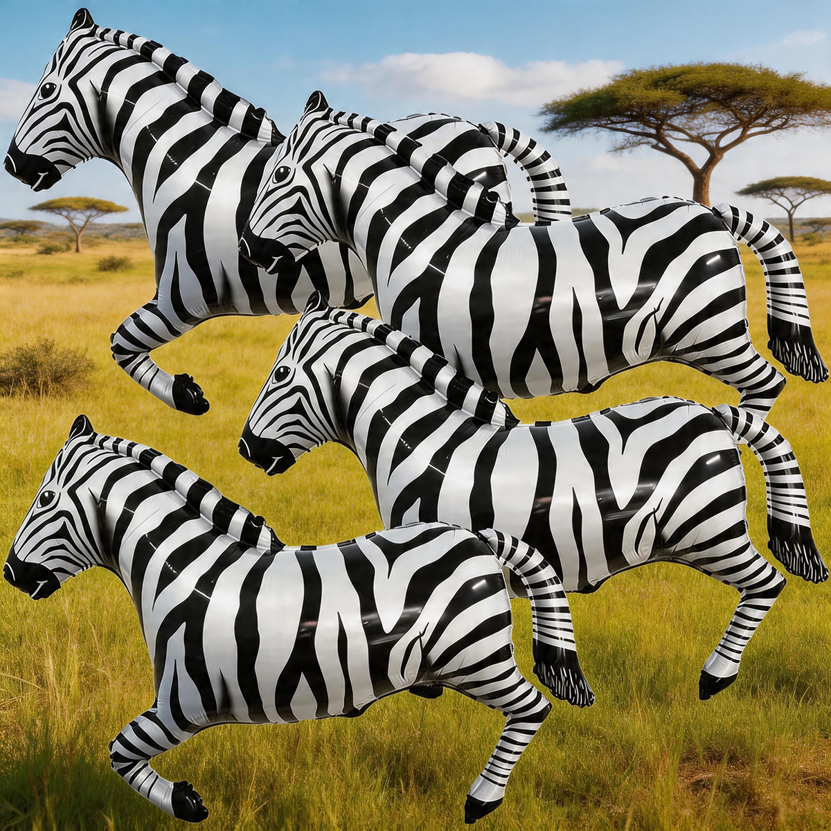 Wedding Zoo - 4 black and white striped zebras,