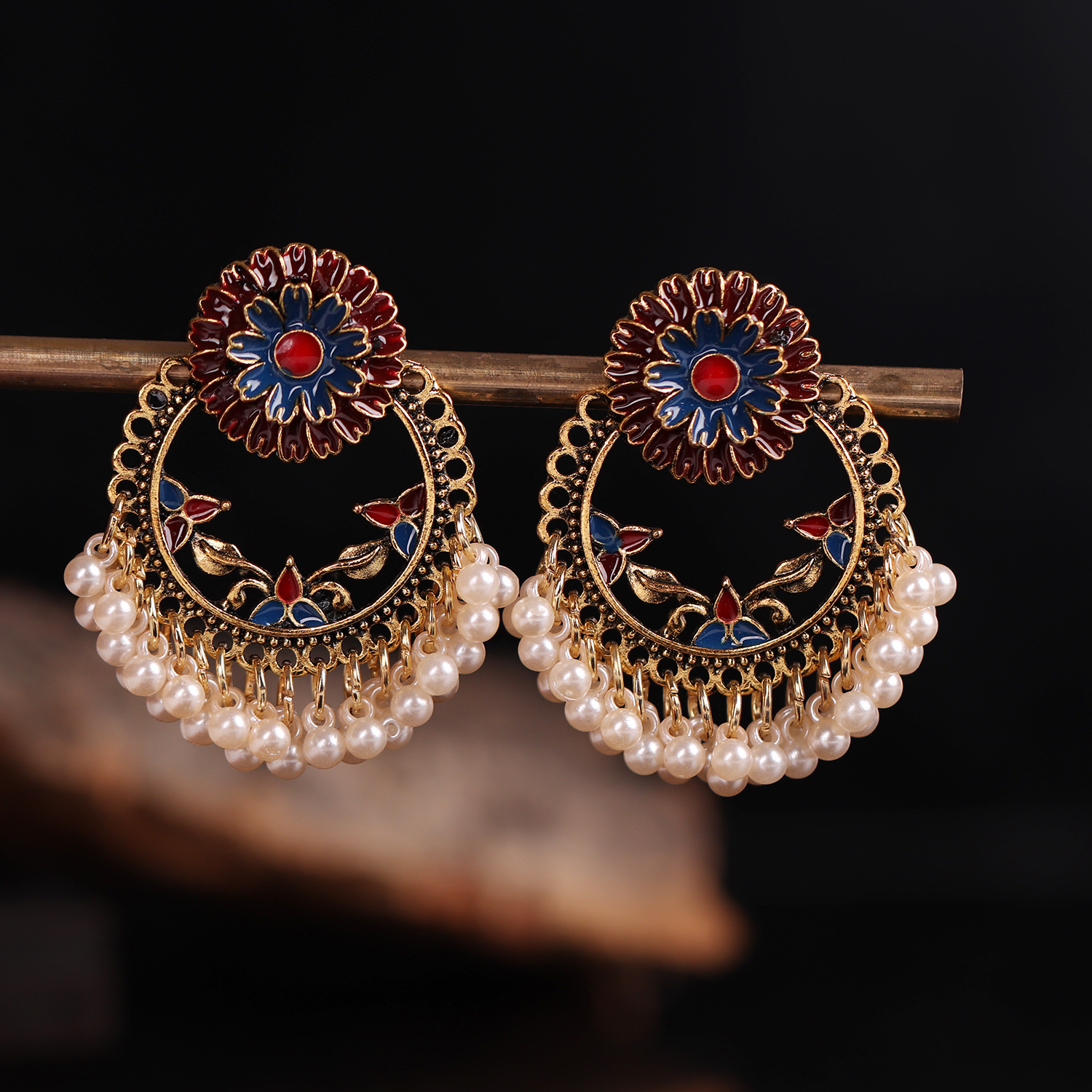 Indian Wedding Supply - Women's Vintage Ethnic Geometric Flower Earrings
