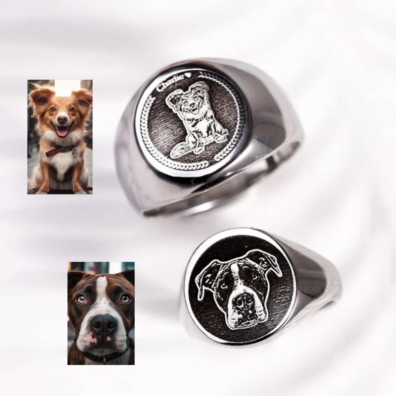 Wedding Zone - Custom Engrave Photo Signet Ring For