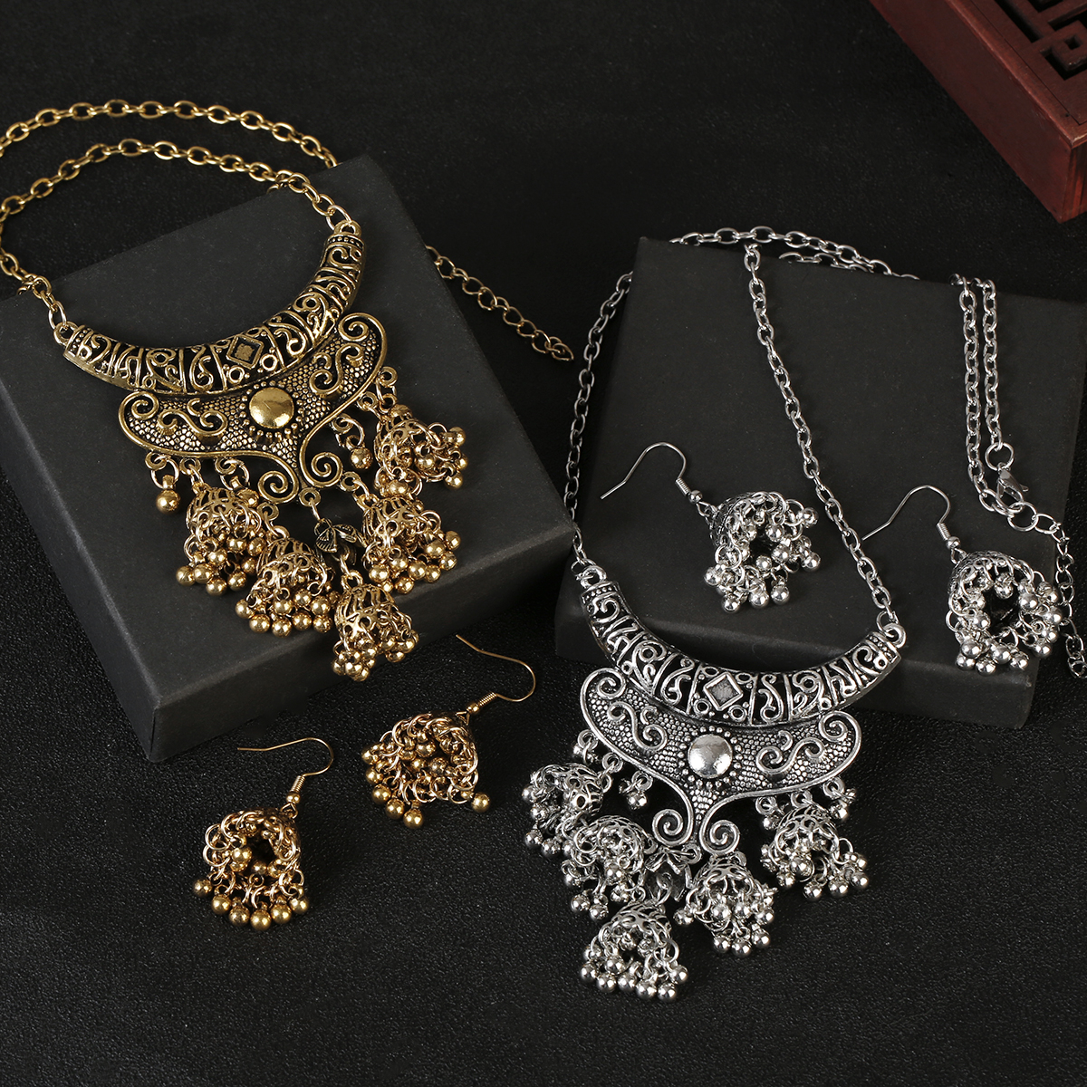 Indian Wedding Supply - Luxury Retro Indian Jewelry Set Earring/Necklace