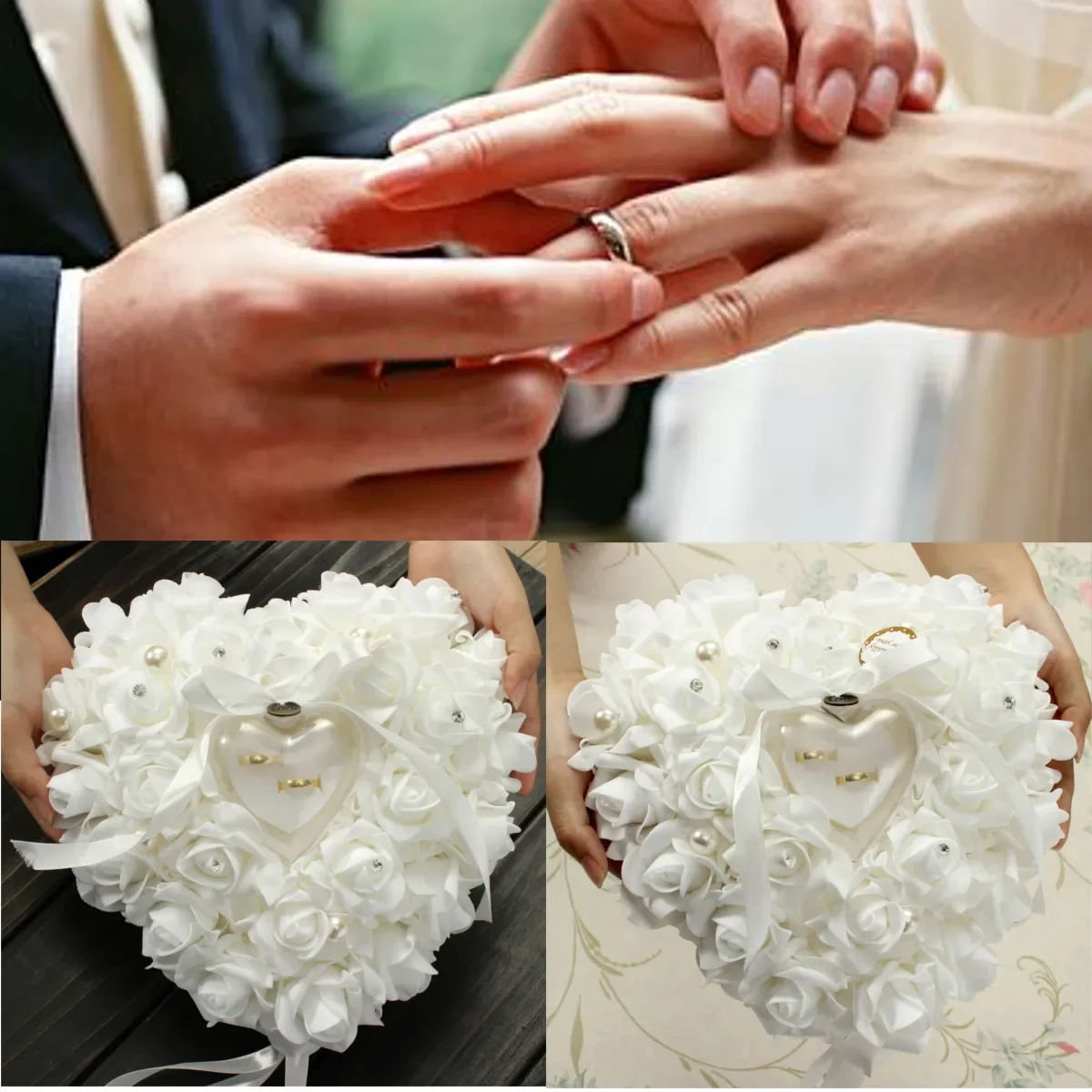 Ring Bearer Pillow - White Ring Bearer Pillow Cushion Holder