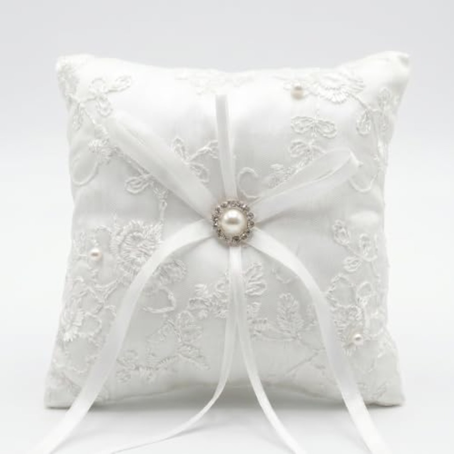 Ring Bearer Pillow - Wedding Ring Bearer Pillow, Ivory Satin