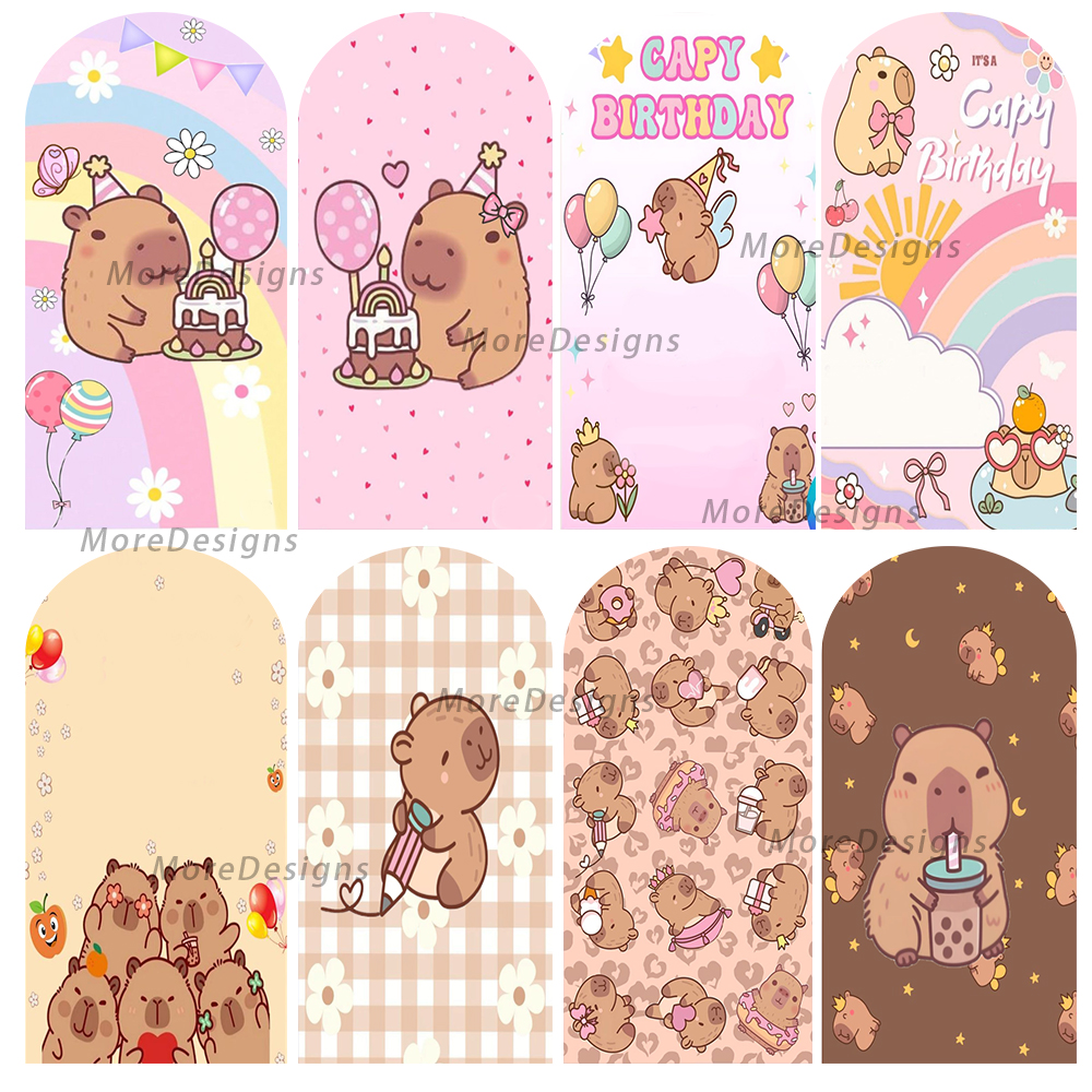 Photo Booth Prop - Cartoon Capybara Arched Covers Photo Backdrop