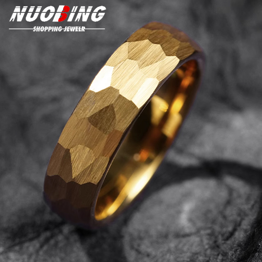 Wedding Zone - Hammered Multi-faceted Titanium Rings For Men