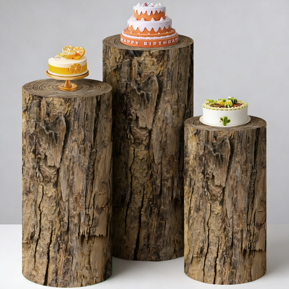 Wedding Tap - Rugged Wood Trunk Cylinder Pedestal Cover