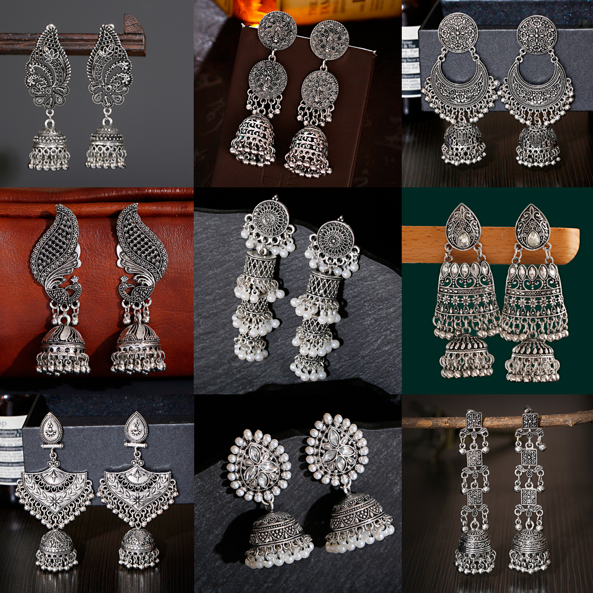 Indian Wedding Supply - Retro Ethnic Silver Color Turkish Jhumka