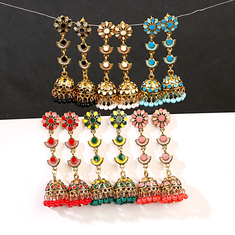 Indian Wedding Supply - Jhumka Jhumki Multicolor Beads Tassel Indian