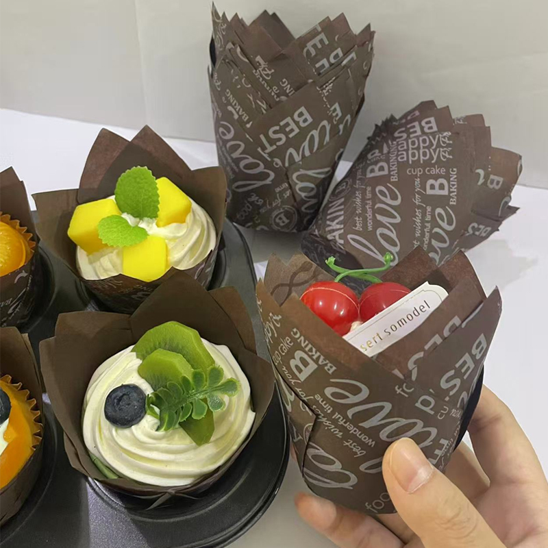 Wedding Cake Supply - 50Pcs/100Pcs Coffee-Themed Tulip Cake Paper Cups,
