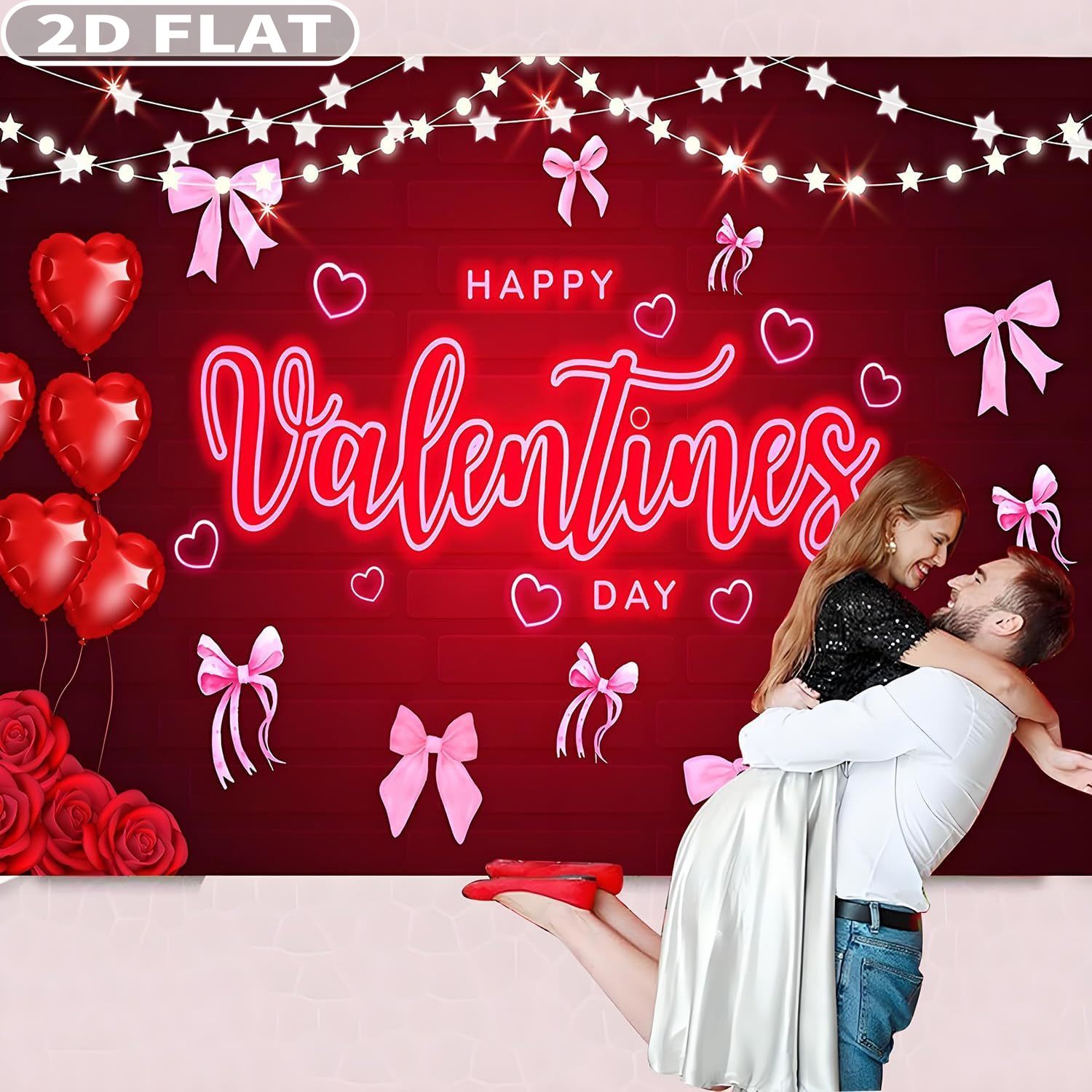 Photo Booth Prop - 2D FLAT 1pc Happy Valentine's Day