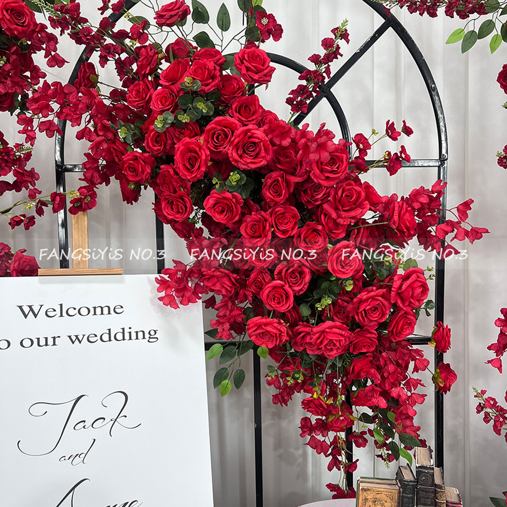 Wedding Arch Flower - Artificial Pink Rose Arch with Green