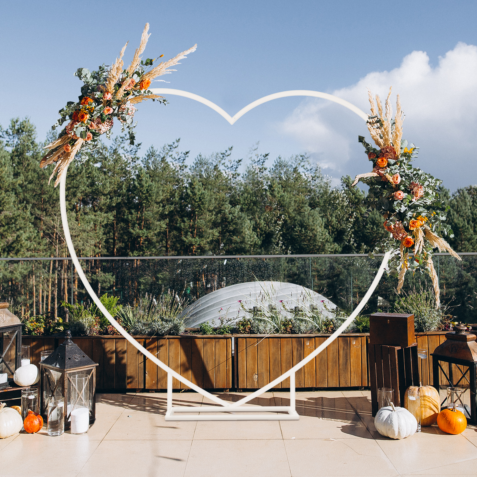 Wedding Support - Heart Shaped White Metal Balloon Arch