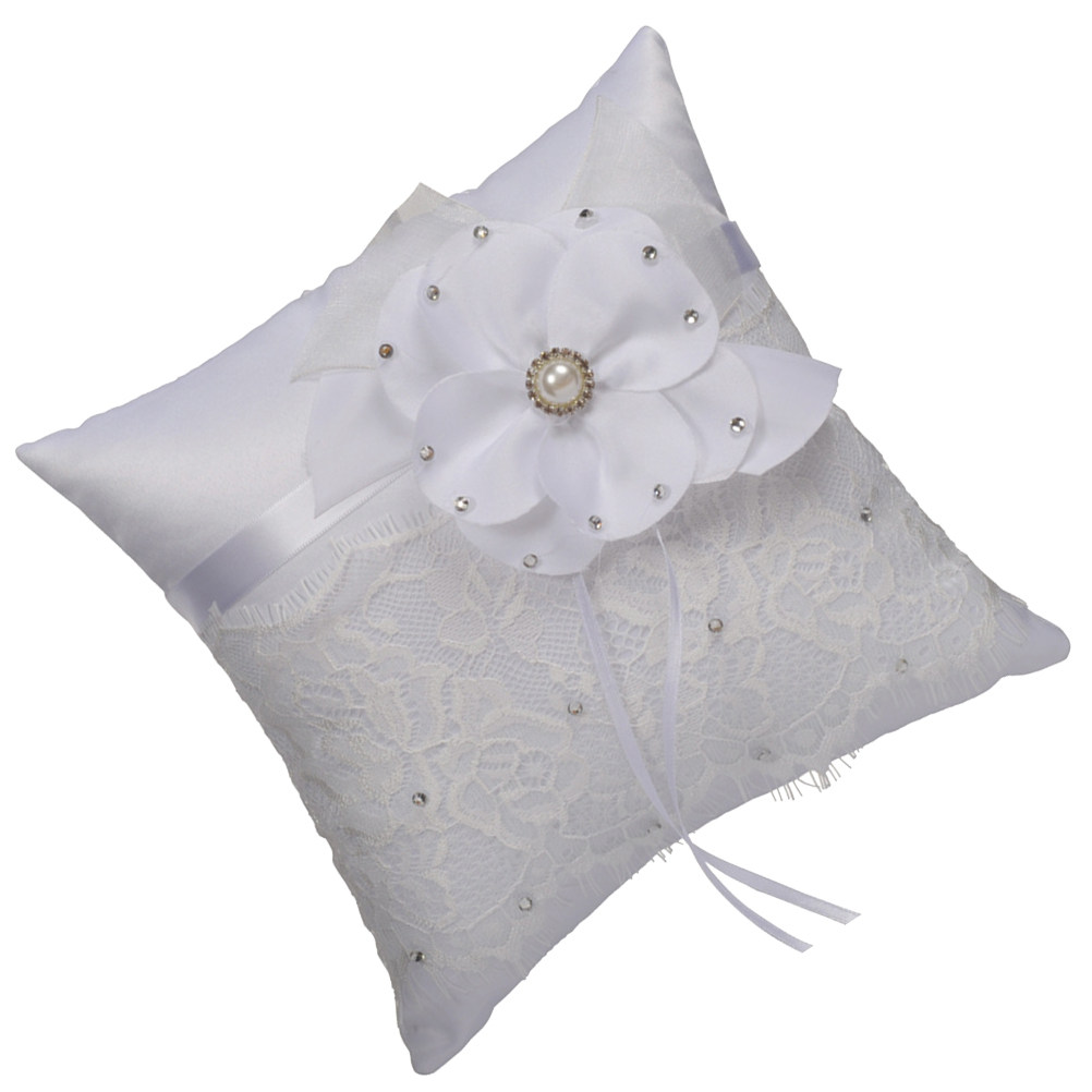 Ring Bearer Pillow - Wedding Ring Pillow Lace Flower Pearl