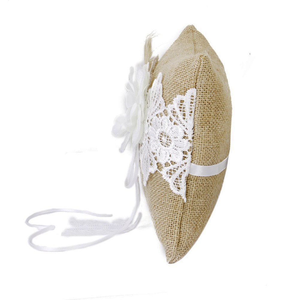 20x20cm Jute Wedding Ring Pill - Ring Bearer Pillow ulasan dan harga