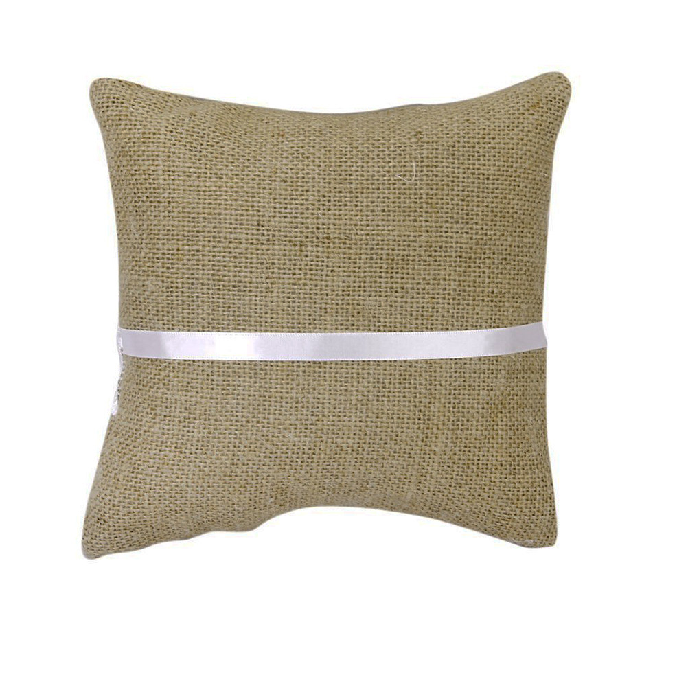 20x20cm Jute Wedding Ring Pill - Ring Bearer Pillow ulasan dan harga