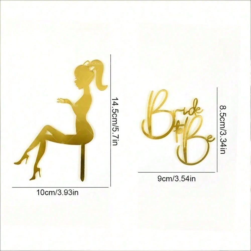 2pcs/set Gold Acrylic Bride To - Wedding Cake Supply ulasan dan harga