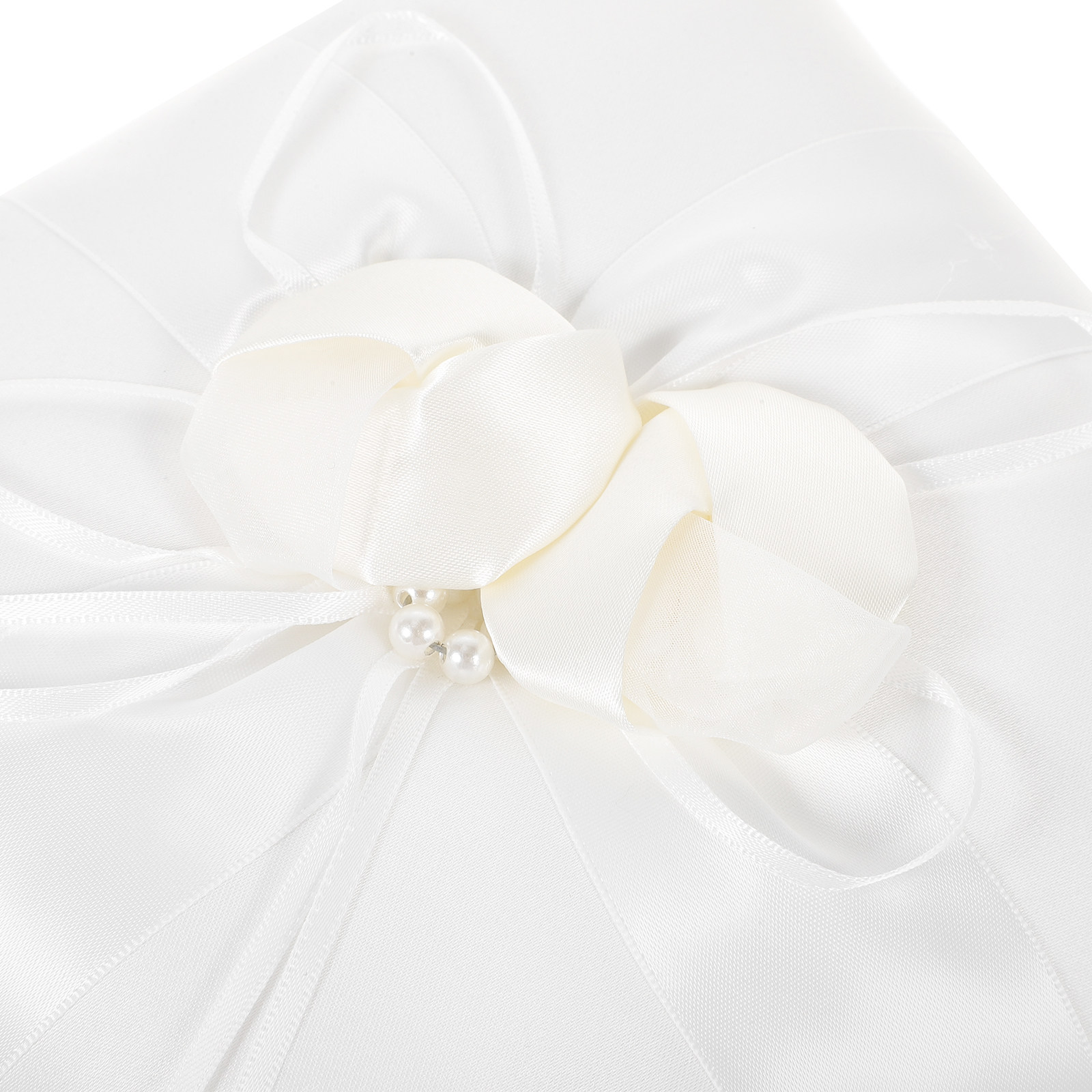 20x20cm Elegant White Satin Po - Ring Bearer Pillow ulasan dan harga