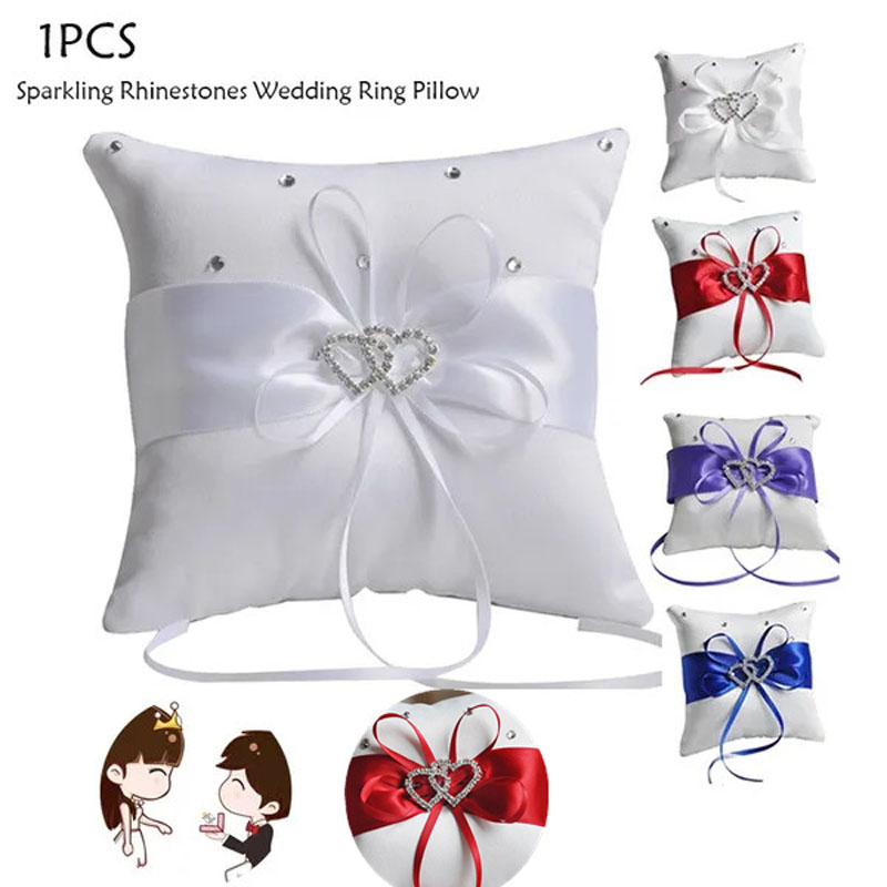 1Pcs 10*10cm Sparkling Rhinest - Ring Bearer Pillow ulasan dan harga