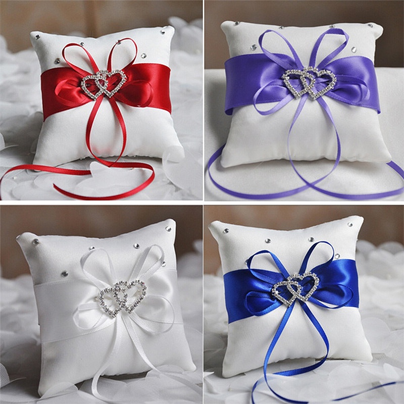 1Pcs 10*10cm Sparkling Rhinest - Ring Bearer Pillow ulasan dan harga