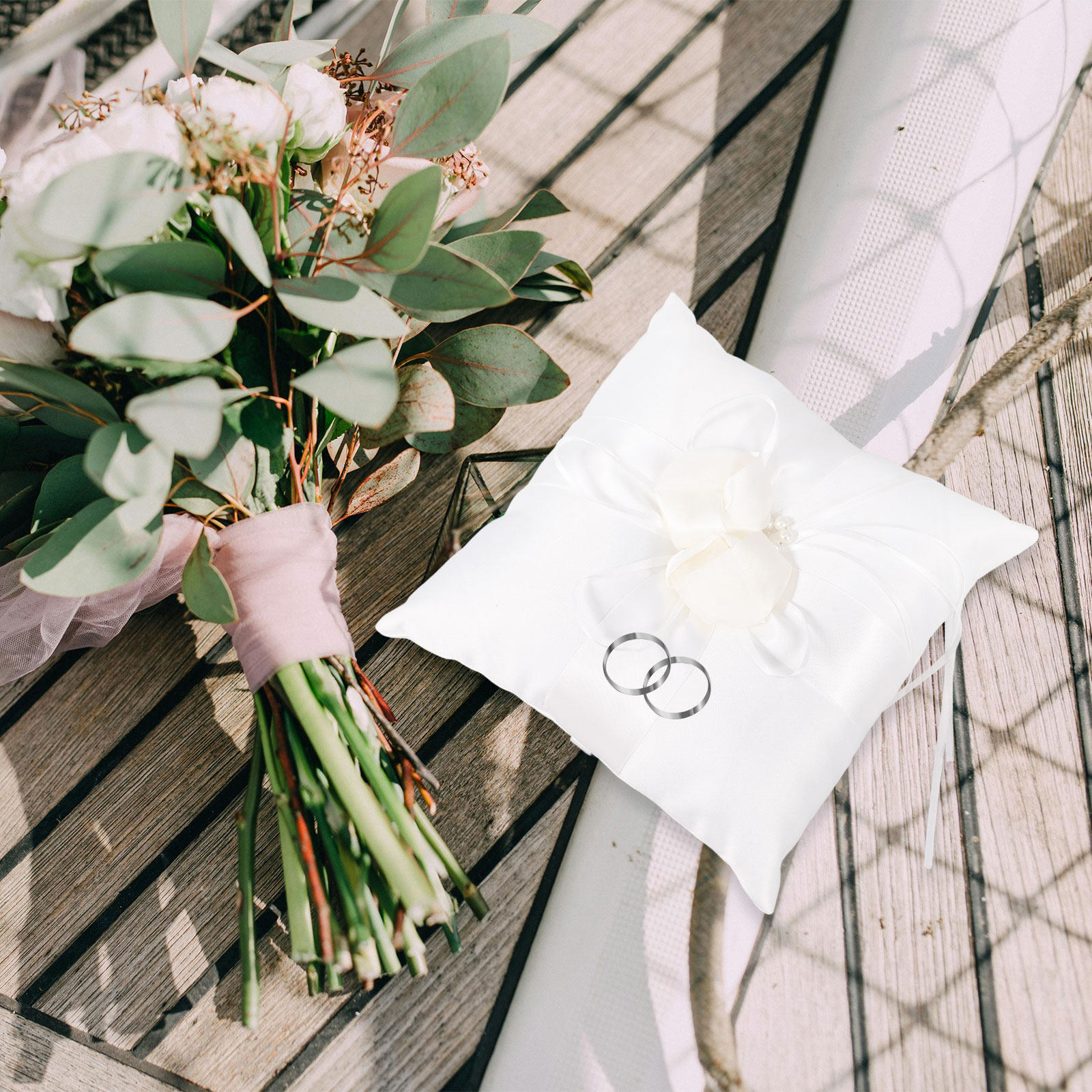 20x20cm White Ring Bearer Pill - Ring Bearer Pillow ulasan dan harga