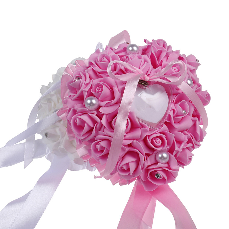1Pcs Heart-shape Rose Flowers  - Ring Bearer Pillow ulasan dan harga