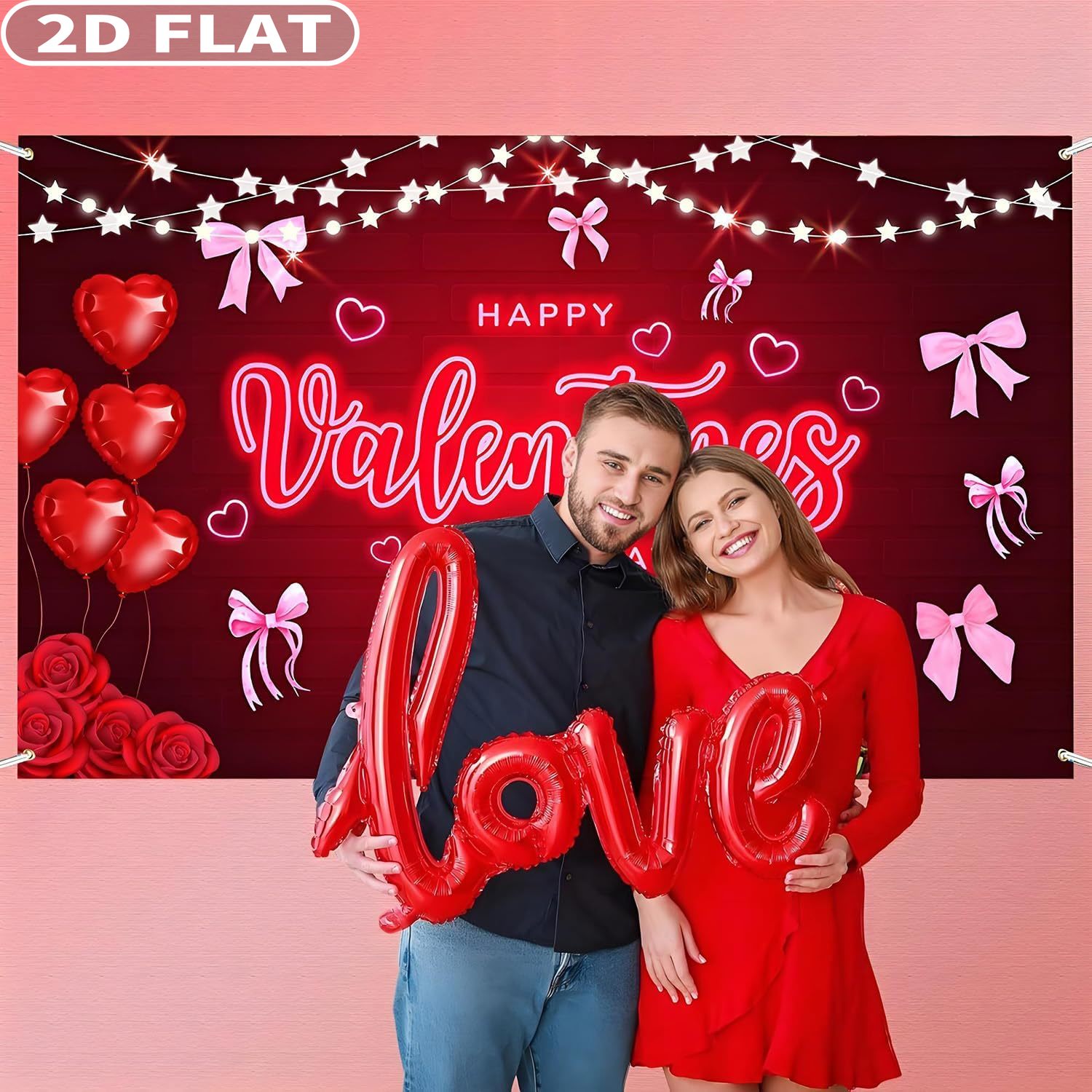 2D FLAT 1pc Happy Valentine's  - Photo Booth Prop ulasan dan harga