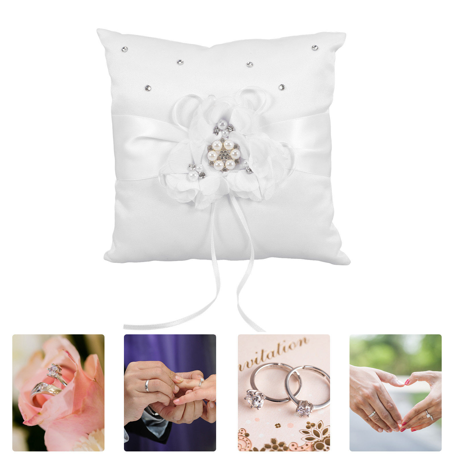20x20cm Flower Wedding Ring Pi - Ring Bearer Pillow ulasan dan harga