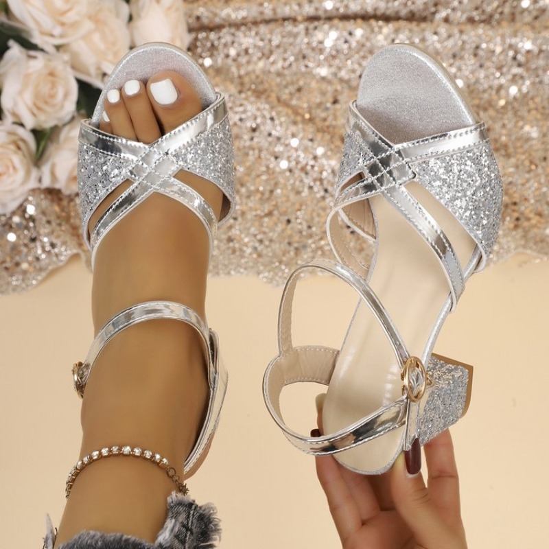Women Block Heels Sandals Gold - Wedding Fx ulasan dan harga