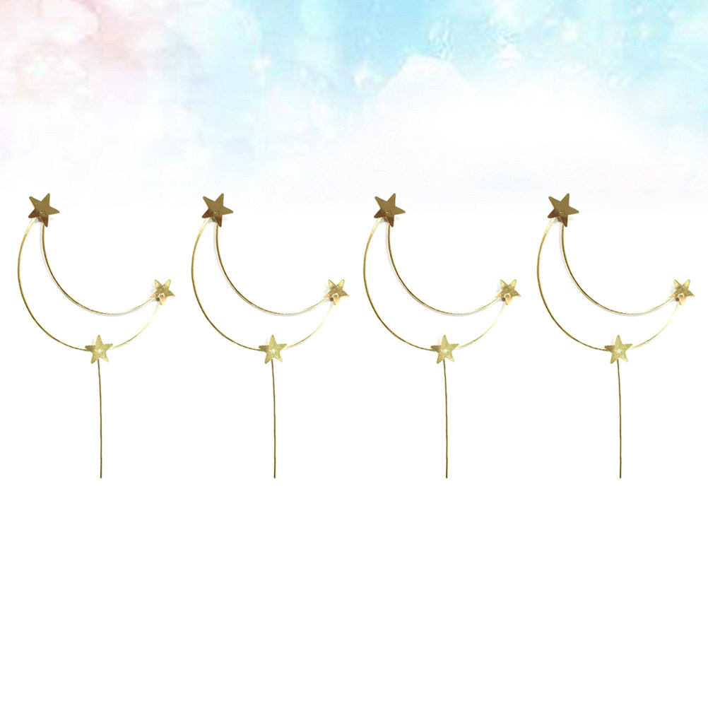 4Pcs Cake Topper Moon and Star - Wedding Cake Supply ulasan dan harga