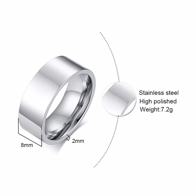 Vnox 8mm Classic Plain Ring fo - Wedding Zone ulasan dan harga