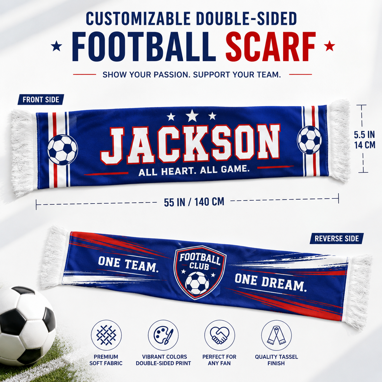 Personalized Soccer Fan Scarf, - Wedding Support ulasan dan harga