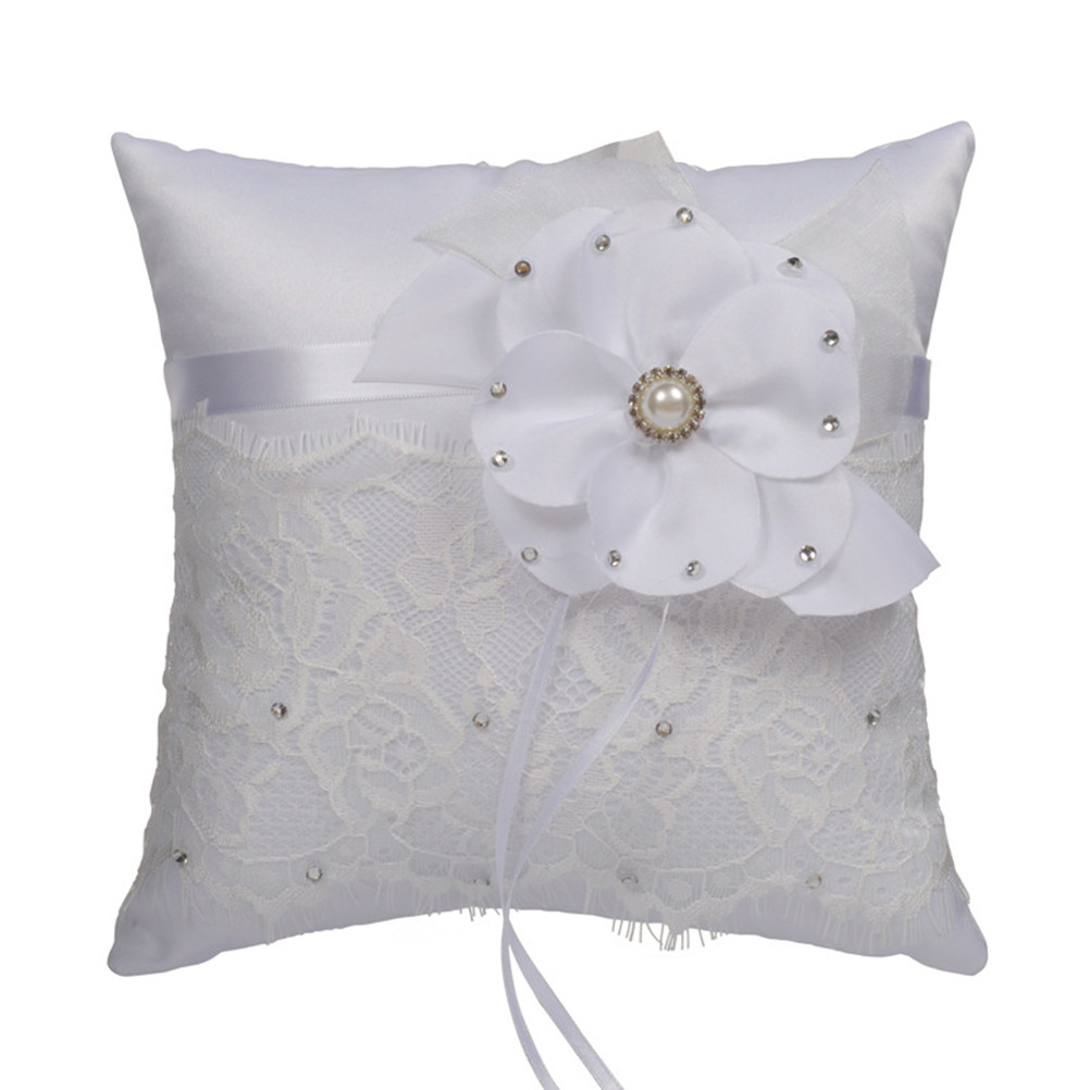 Wedding Ring Pillow Lace Flowe - Ring Bearer Pillow ulasan dan harga