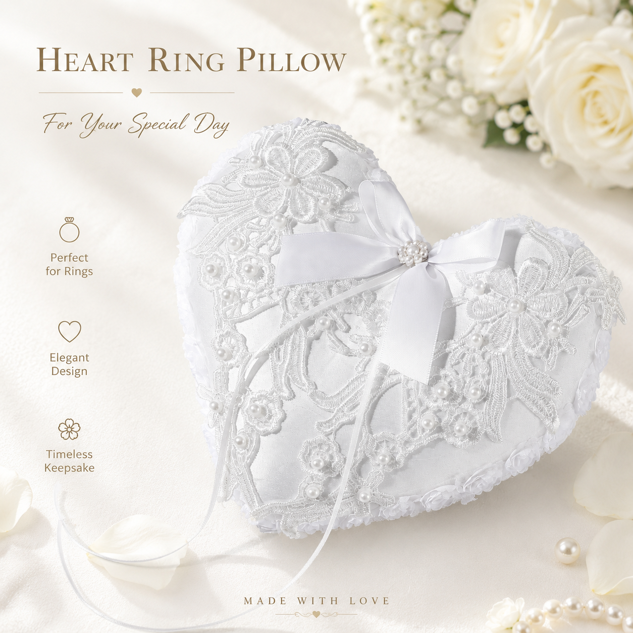 Elegant Lace Applique Ring Bea - Ring Bearer Pillow ulasan dan harga