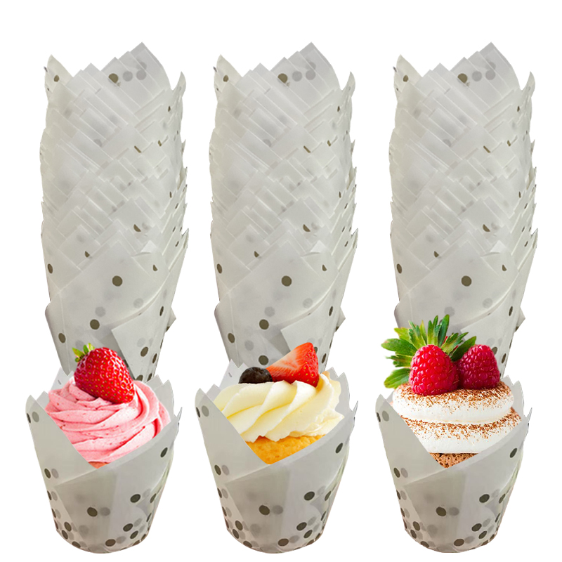 50Pcs/100Pcs Gold Dot Tulip Ca - Wedding Cake Supply ulasan dan harga