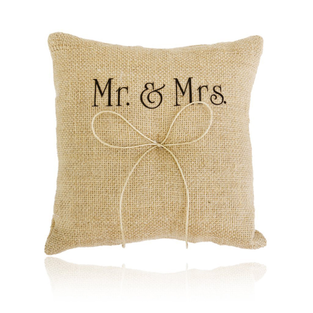 Rustic Burlap Ring Pillow Hand - Ring Bearer Pillow ulasan dan harga