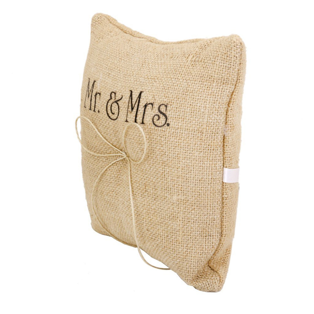 Rustic Burlap Ring Pillow Hand - Ring Bearer Pillow ulasan dan harga