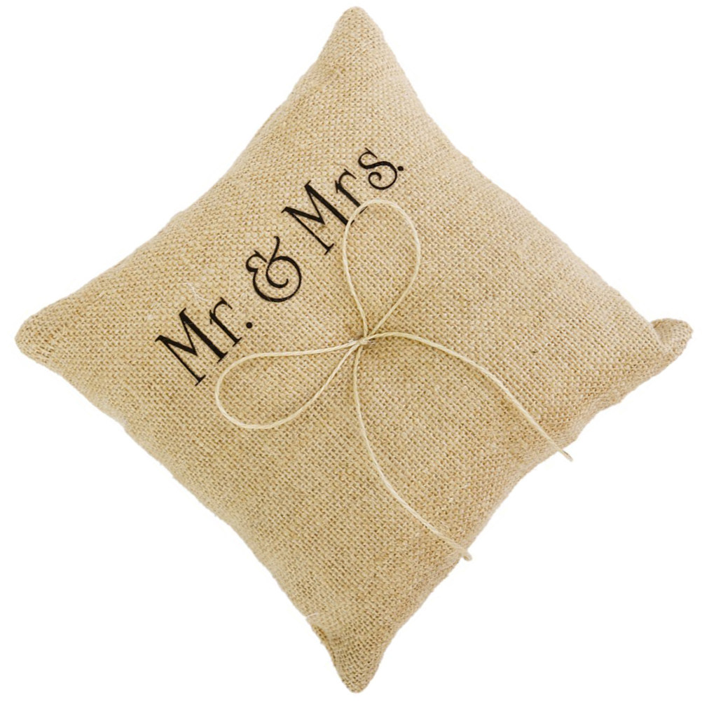 Rustic Burlap Ring Pillow Hand - Ring Bearer Pillow ulasan dan harga