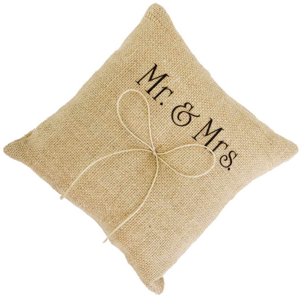Rustic Burlap Ring Pillow Hand - Ring Bearer Pillow ulasan dan harga